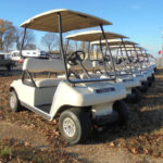 Line of Used ClubCar Golf Carts